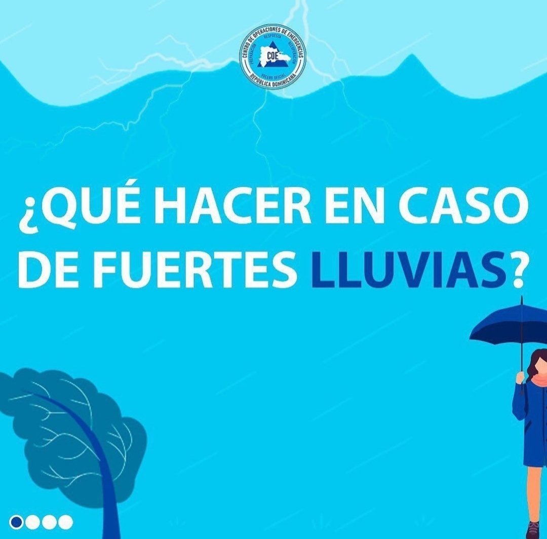 COE_RD's tweet photo. A propósito de las lluvias que se están registrando en algunas provincias del país por la incidencia de una vaguada te compartimos algunas recomendaciones que puedes tomar en cuenta.

¡Desliza y conócelas! https://t.co/2EmI6Z3PDK