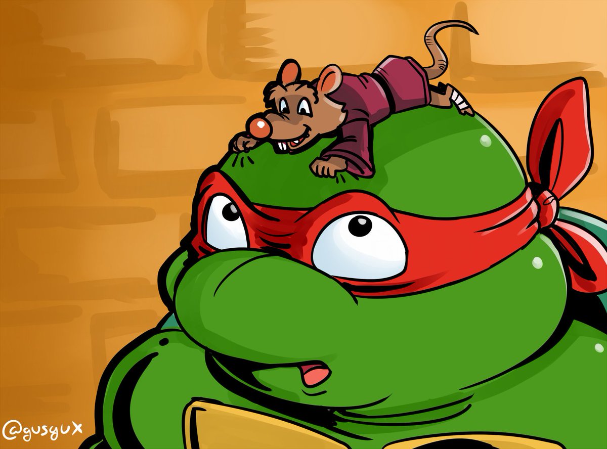 '@hafaydeefe Una tortuga ninja con un Splintercito en la cabeza estilo Ratatouille' :3 #HoraDeLosGarabujos