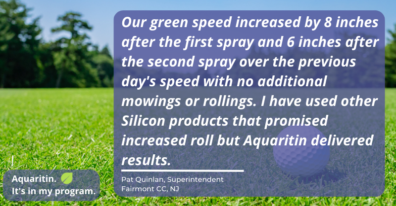 Maintain green speed without additional labor. Try Aquaritin 19 now and your first 4 applications are on us! aquaritinturf.com/19-trial/