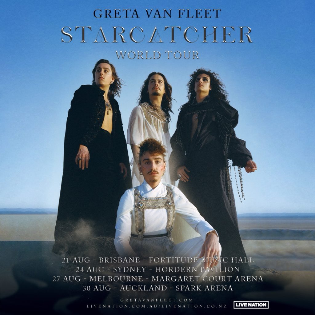 CravePodcast's tweet photo. Greta Van Fleet announce New Zealand and Australia dates as part of their Starcatcher World Tour: https://t.co/H4972i18K5 https://t.co/HUkckcK8sP
