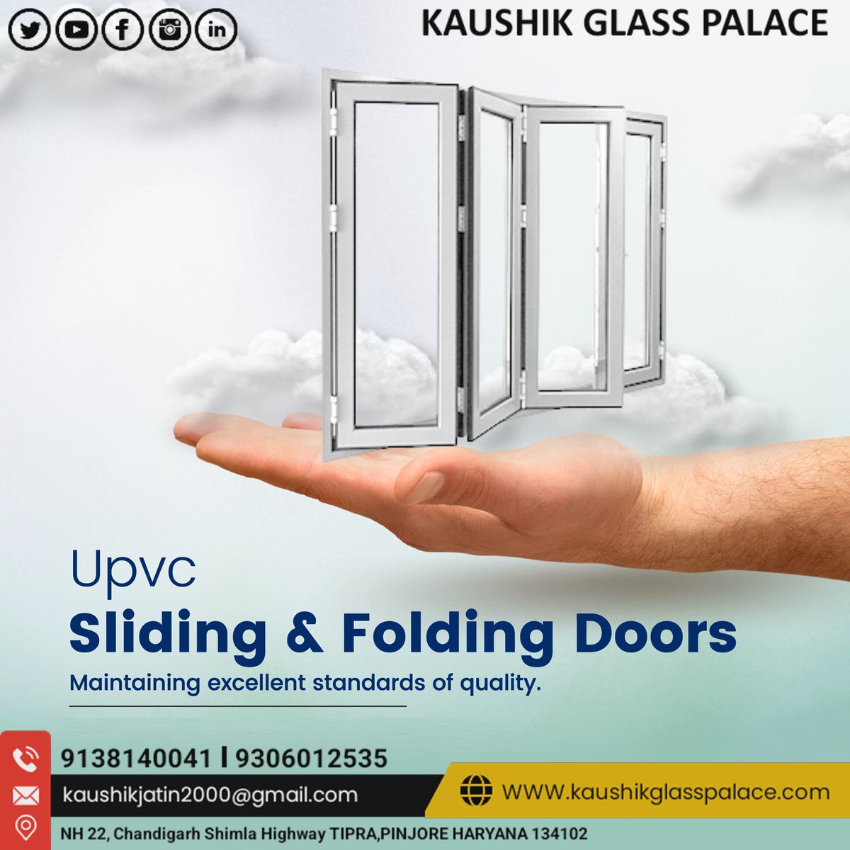 Upvc 
Sliding & Folding Doors 
Maintaining excellent standards of quality.
Contact us:-
9138140041,9306012535
Kaushikjatin2000@gmail.com #slidingdoors #glassartist #architectwork #browntinted #greyglass #doors #upvcwindows #upvcdoors #upvc #upvcwork #upvcslidings #upvcsliding