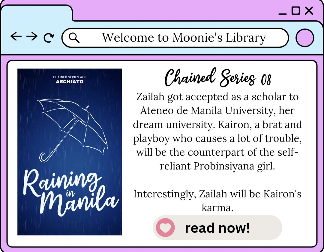 Raining in Manila

- college theme
- bstm x bs ce
- oa (boy) x nonchalant (girl)
- kanal humor (girl)  x aircon humor (boy)
- probinsyana (girl) x manila (boy)

link: wattpad.com/story/366759878