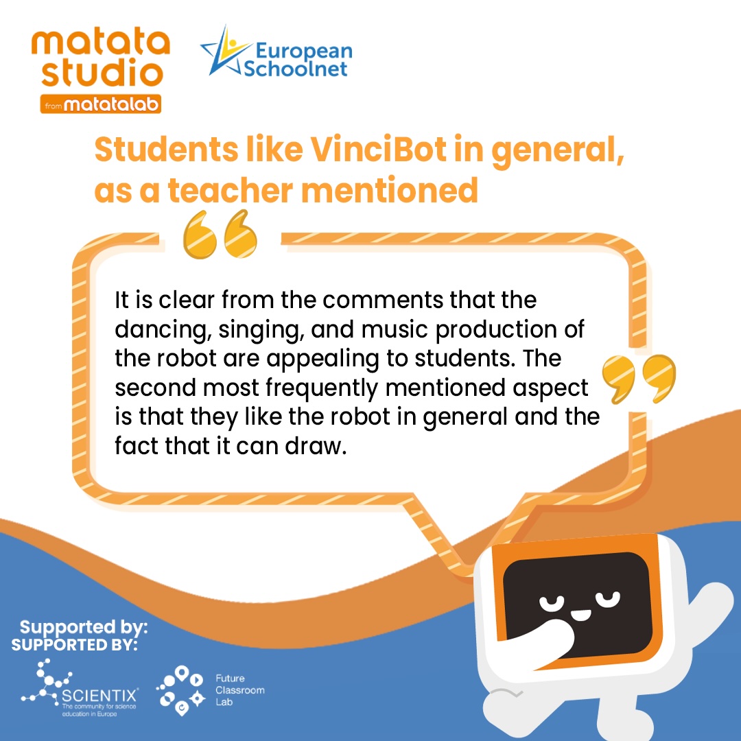 Students have shown great interest in our robots, and according to teachers, the dancing, singing, and music are pushing class engagement to new heights! 👀 Let's see what they said. #MatataStudio #STEMeducation #STEAM #FCLPilotProject #MatataStudioPilotProgram #TryMatataStudio
