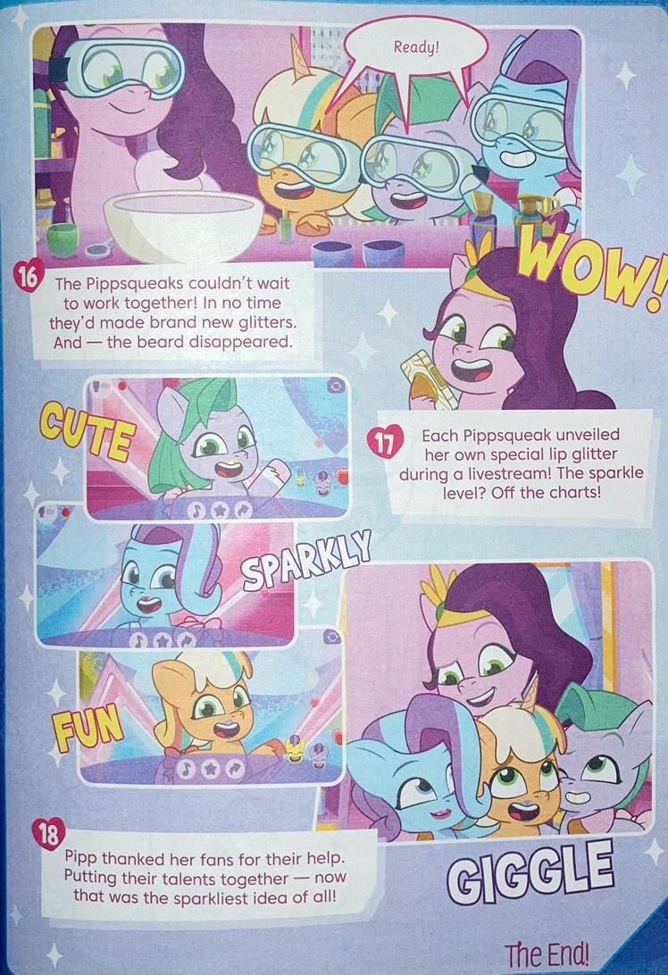 MLPG524092021's tweet photo. Comic of the latest MLP official magazine "Pippsqueaks Forever" part 2/final.

It retells one of the TYT episodes.

Thanks for Princesszippstorm from Instagram for sending me the images!

#mylittlepony #mlpg5 #mlptellyourtale #sunnystarscout #pipppetals #glory #seashel #peachfizz https://t.co/6nsPnfYMyz