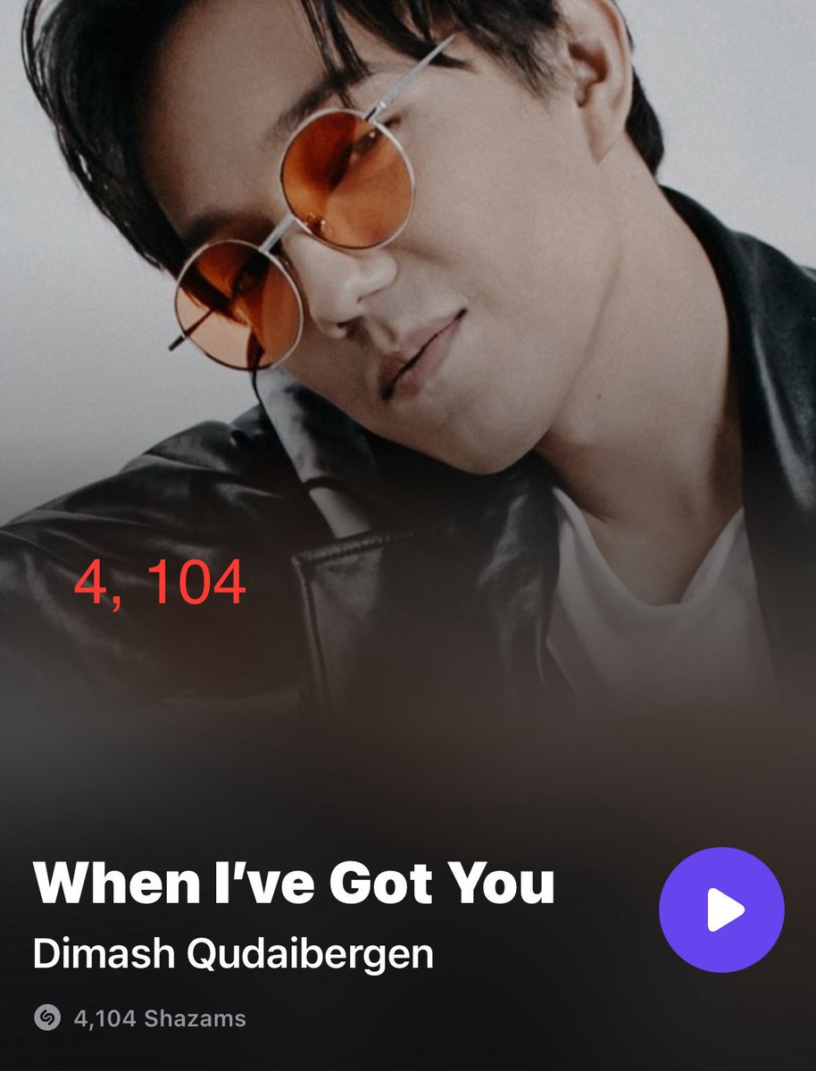 @DiDearsHispanos @dimash_official 15 abril 2024
WHEN I’VE GOT YOU
4, 104 Shazams 

 THE KAZAKH SUPERSTAR     #DimashOnShazam   #DimashQudaibergen