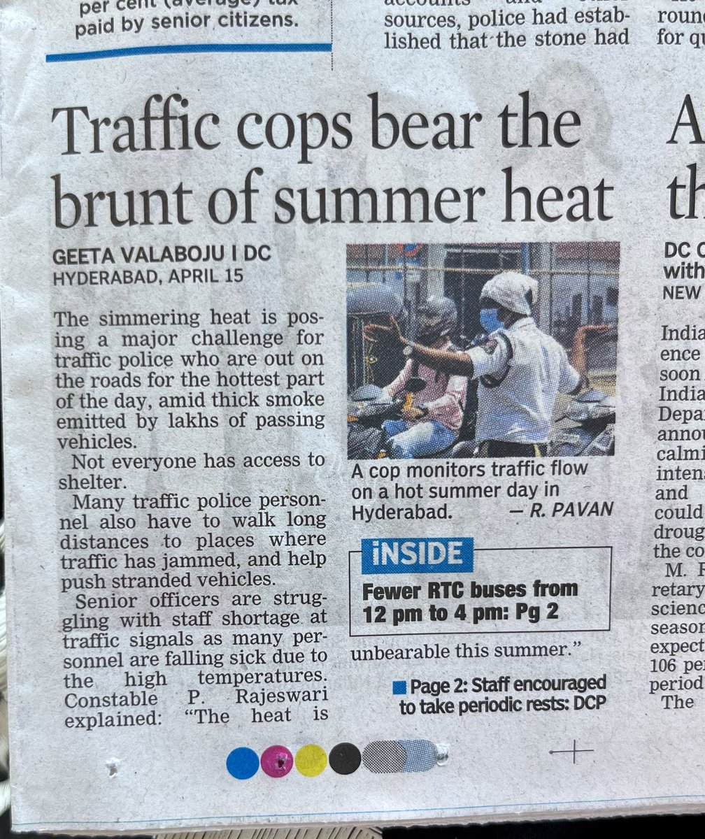 The most thankless and hazardous job is working as a traffic cop on Indian roads. They are subject to heat, air pollution, noise pollution, accidents, and unruly citizens. Thank you traffic cops for your service to society 👮‍♀️ 🙏 @HYDTP @RCKTRAFFIC @CYBTRAFFIC @blrcitytraffic