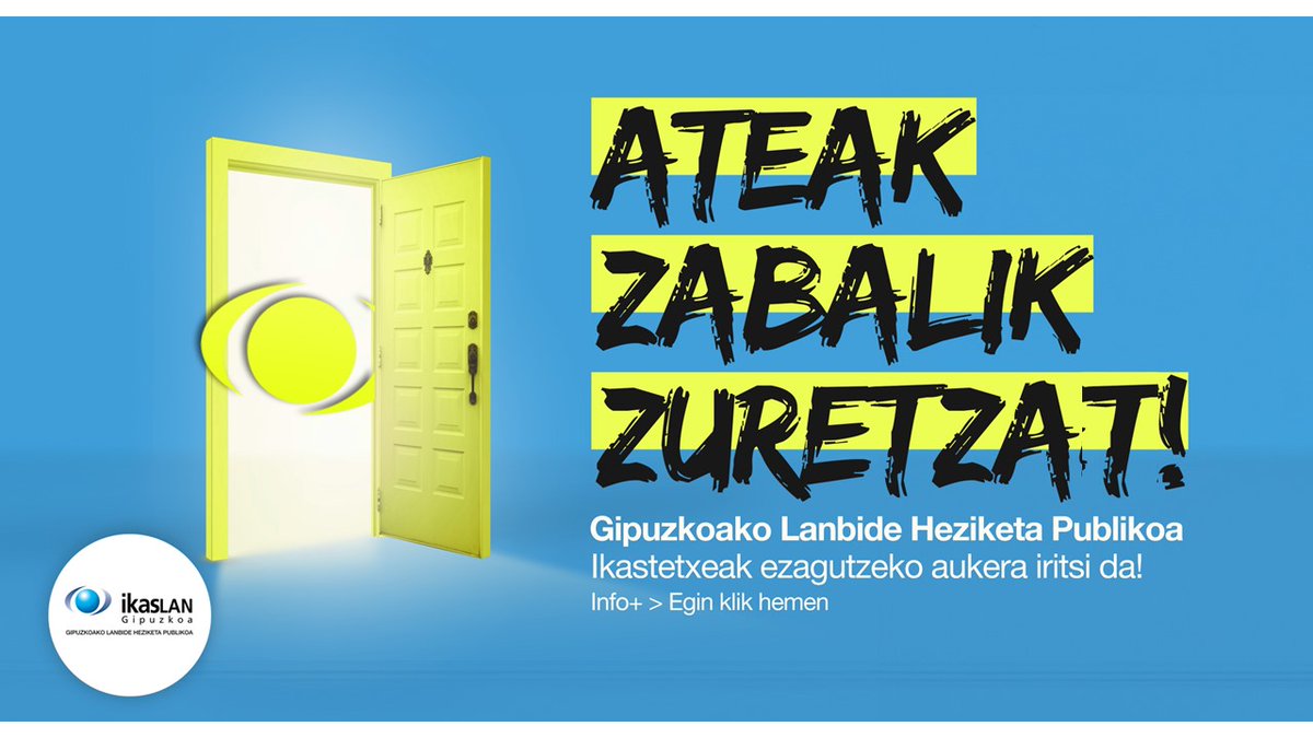 ATEAK ZABALIK, ASTE HONETAN: - DONOSTIA, @EASOPolitek A16an, erdi maila - A17an, goi maila - ZIZURKIL, @FraisoroEskola A19an, 16:00 - EIBAR, @ArmeriaEskola, A16an, 18:00 - @onati_bhi A17an, 18:00 - ZARAUTZ @Monte_Albertia A18an, 18:00(Eus) 18:30(Gaz) ikaslangipuzkoa.eus/eu/hezkuntza-e…