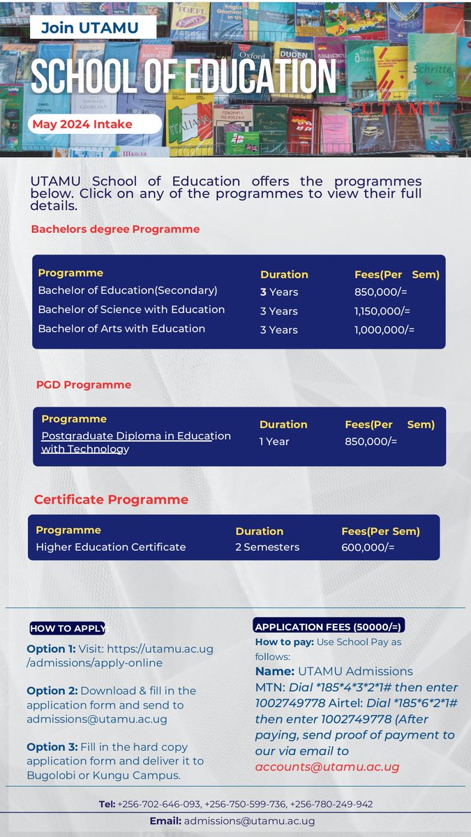 Our comprehensive curriculum ensures that you acquire the skills and knowledge you need to succeed. Apply online for May intake: utamu.ac.ug/admissions/app………… All our programmes are fully accredited by the NCHE: unche.or.ug/institution/ug………… @utamu_7 @baryamureeba