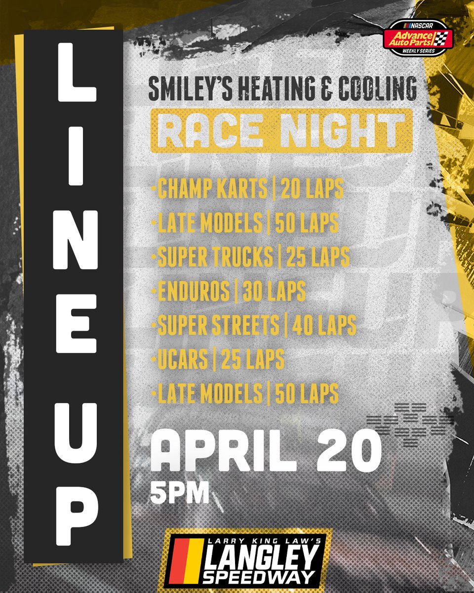 The line up for @smileysheating Race Night is set!