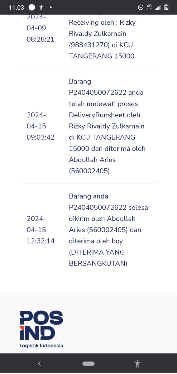 Yth @PosIndonesia Pada tgl 5 saya mengirim paket & sebelum lebaran ternyata paket saya tidak bisa dikirim karena alasan tidak ada orang/rumah kosong. Statusnya menjadi retur & menurut pelacakan ternyata paket sudah dikembalikan ke saya kemarin. Masalahnya saya tidak menerimanya