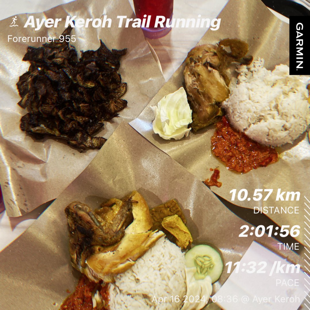 faezahana's tweet photo. Double heat training done ☑️
panas perut kita makan double sambal top global 😆
scammed diri memasing. semalam kata nak lari LSD awal pagi, dah tinggi matahari baru start. maka kita run + trail walk
#lebaRun https://t.co/bLS2ZPewGz