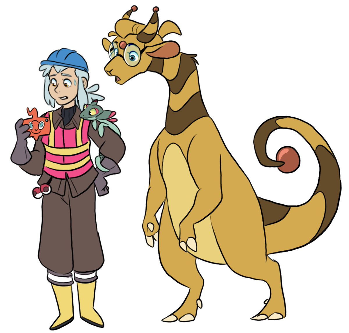 Jemima and her lil Dreepy friend discovering a weird Ampharos crying in a cave/mine she's working in. :) The Ampharos can speak some choppy human speech through her sniffles and whatnot. And Jemima's Pokedex is having trouble identifying the Pokemon in its database.