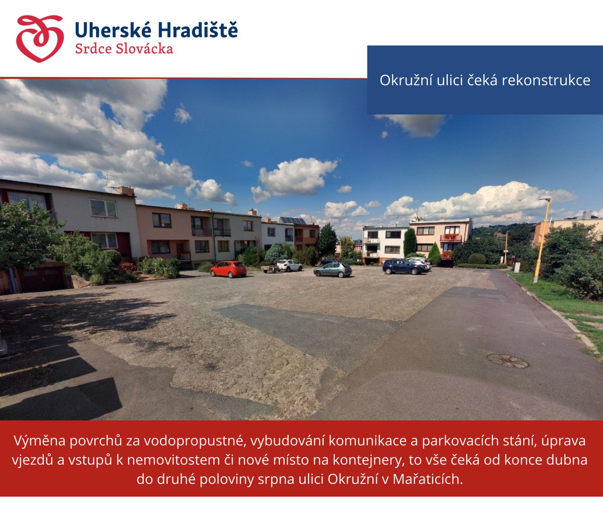 Okružní ulice - do rekonstrukce a výměny povrchů za propustné se město <a href="/UHradiste/">Uherské Hradiště</a> pustí na přelomu dubna a května. Více zde: 1url.cz/3uADd