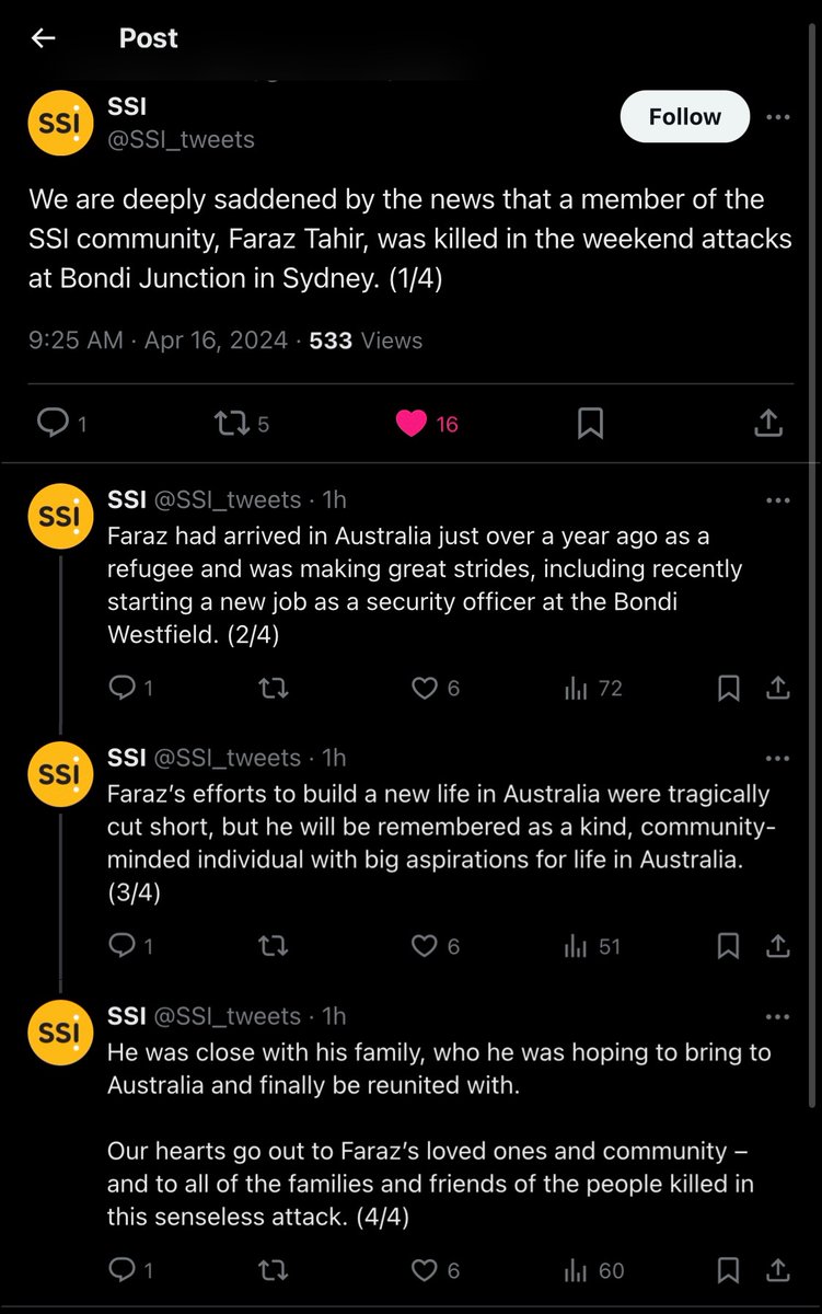 @AlboMP You should, if they desire, also allow Faraz Tahir's family to come to Australia as he was working towards. He was killed while protecting the public, which was his job.