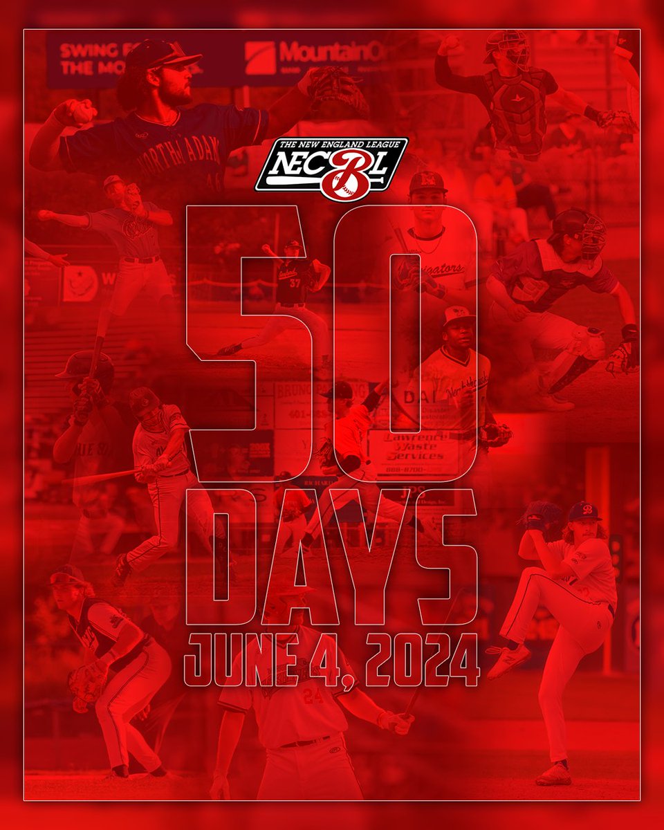 𝟓𝟎 𝐃𝐚𝐲𝐬. ⏳.... The countdown from 50 days until the 2024 season has started 🔜 #NECBL