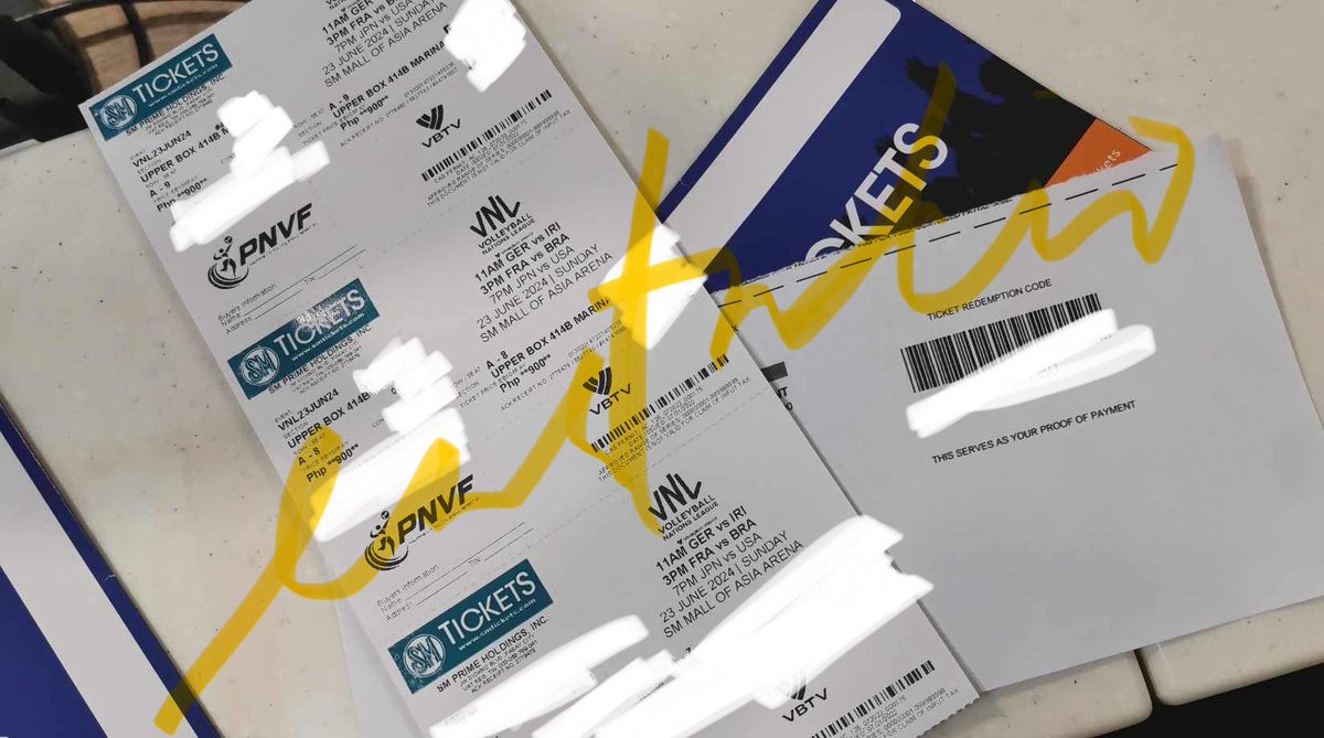enstudioo's tweet photo. wts/lfb 

vnl tickets - japan vs usa (jan 23)

- price: php 1,200
- venue: moa arena, philippines
- tier: upperbox 414B
- seats: A7

rfs: secured lowerbox!! 
send dm if interested!! 🪽🫶🏼

tags: vnl 2023, vnl philippines, ishikawa, miyaura, nishida, takahashi https://t.co/U7tPVGTbTi