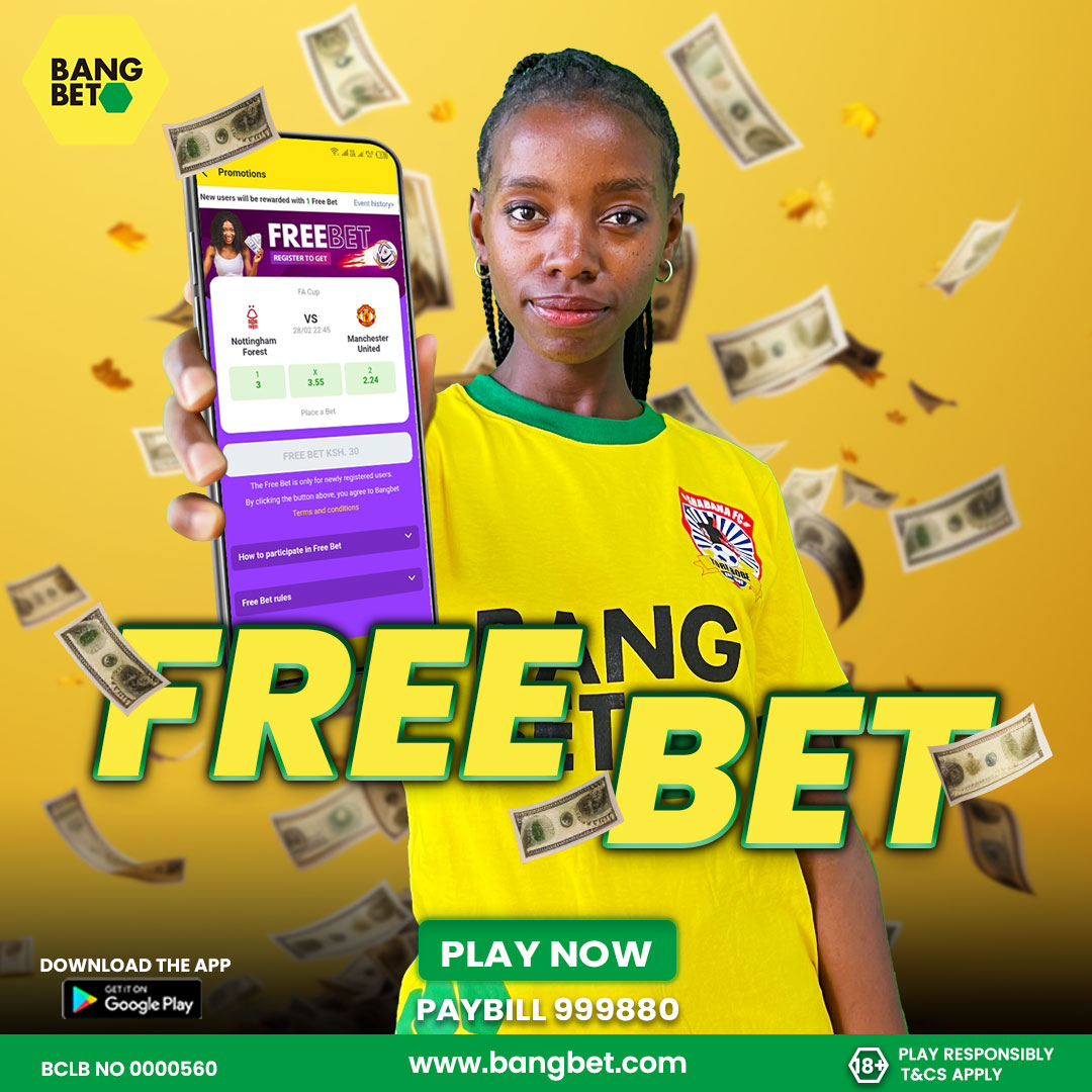 Bangbet Inakujali na free Bet 💯
>Boosted Odds 
>Stake refunds 

Join today @ Bangbet.com
Use Referral code EMP254