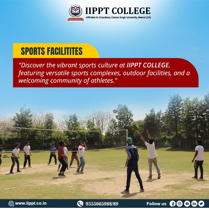 At IIPPT College, we believe in nurturing both mind and body. Our sports facilities offer the perfect balance of challenge and support for your fitness goals. Join us and let's grow stronger together.

#IIPPTCollege #MindBodyBalance #FitnessFirst #Wellness #CampusLiferonge
