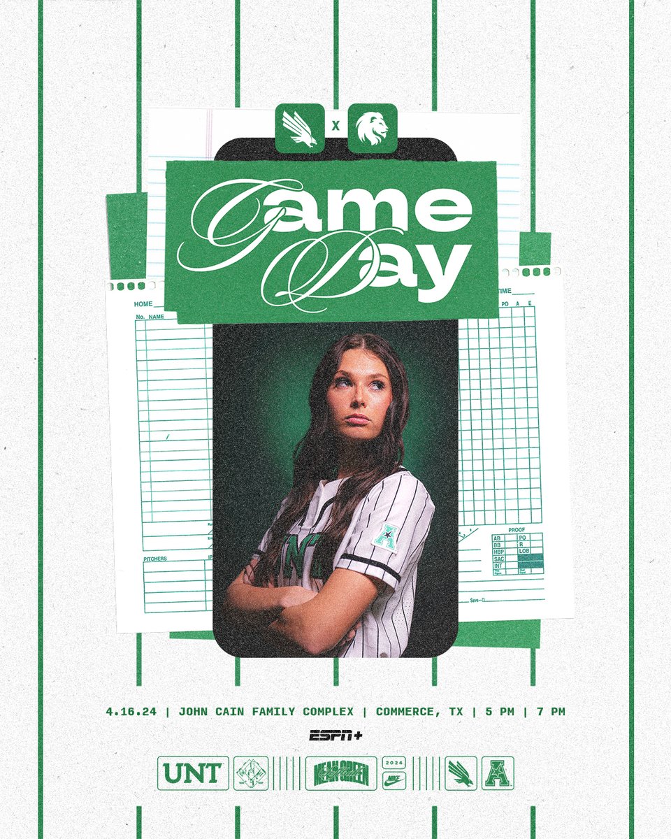 Let's Play Two 🆚 Texas A&M-Commerce (DH) ⏰ 5 PM | 7 PM 🏟️ John Cain Family Softball Complex 📺 ESPN+ 💻 northtex.as/3xKqb7g 📊 northtex.as/LiveStats #GMG 🟢🦅 x @elizabethmoff16