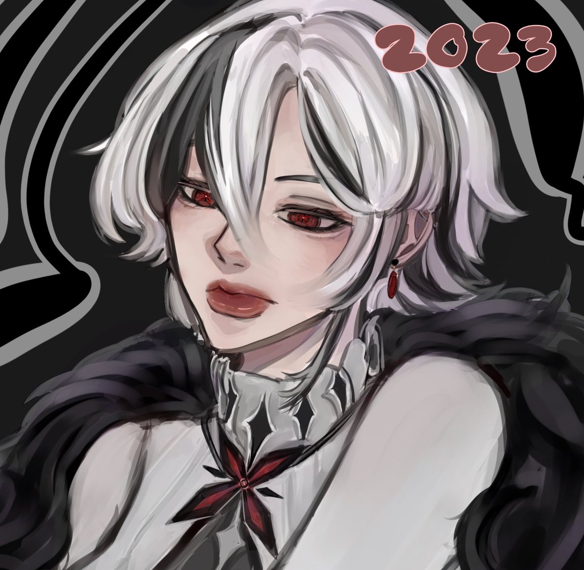koiftcsh's tweet photo. before and after 
My 2023 arlecchino and 2024 arlecchino fanart teehee 🤭 
#art #FanArt #Arlecchino #genshinimpact #ibisPaintX https://t.co/FSd73nUKLX