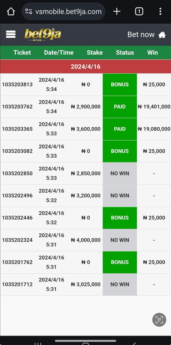 Half a BILLION NAIRA IN LESS THAN 24 HOURS….. All from Virtual gaming on Bet9ja… This surpasses all my other previous records across several betting platforms.. THIS IS THE HIGHEST AND IT IS NOT OVER YET. Thank you @Bet9jaOfficial for your platform 🫡