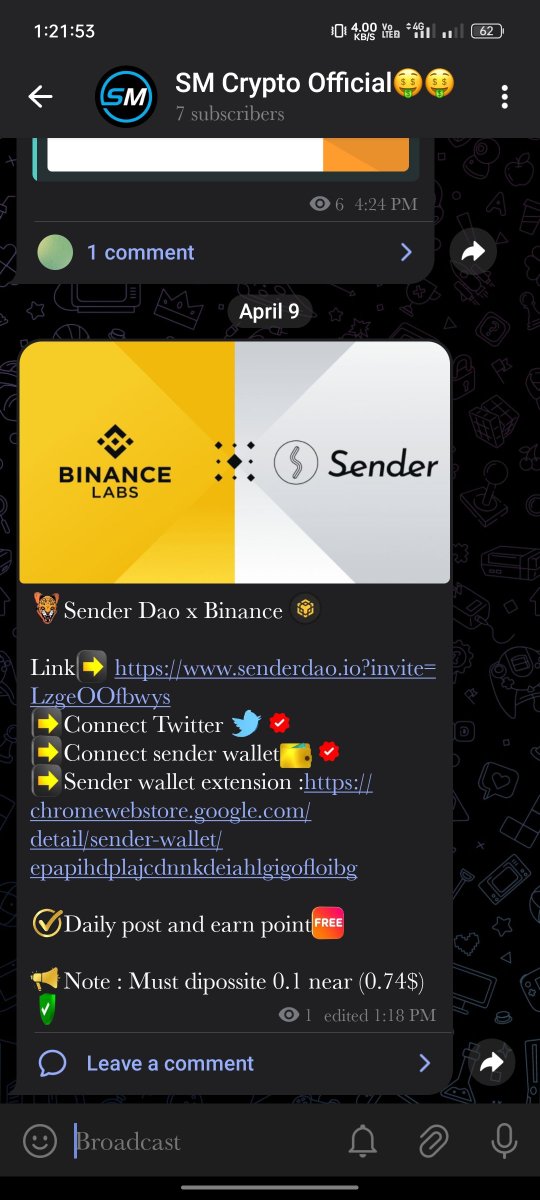 Potential listing on Binance exchange @SenderLabs
