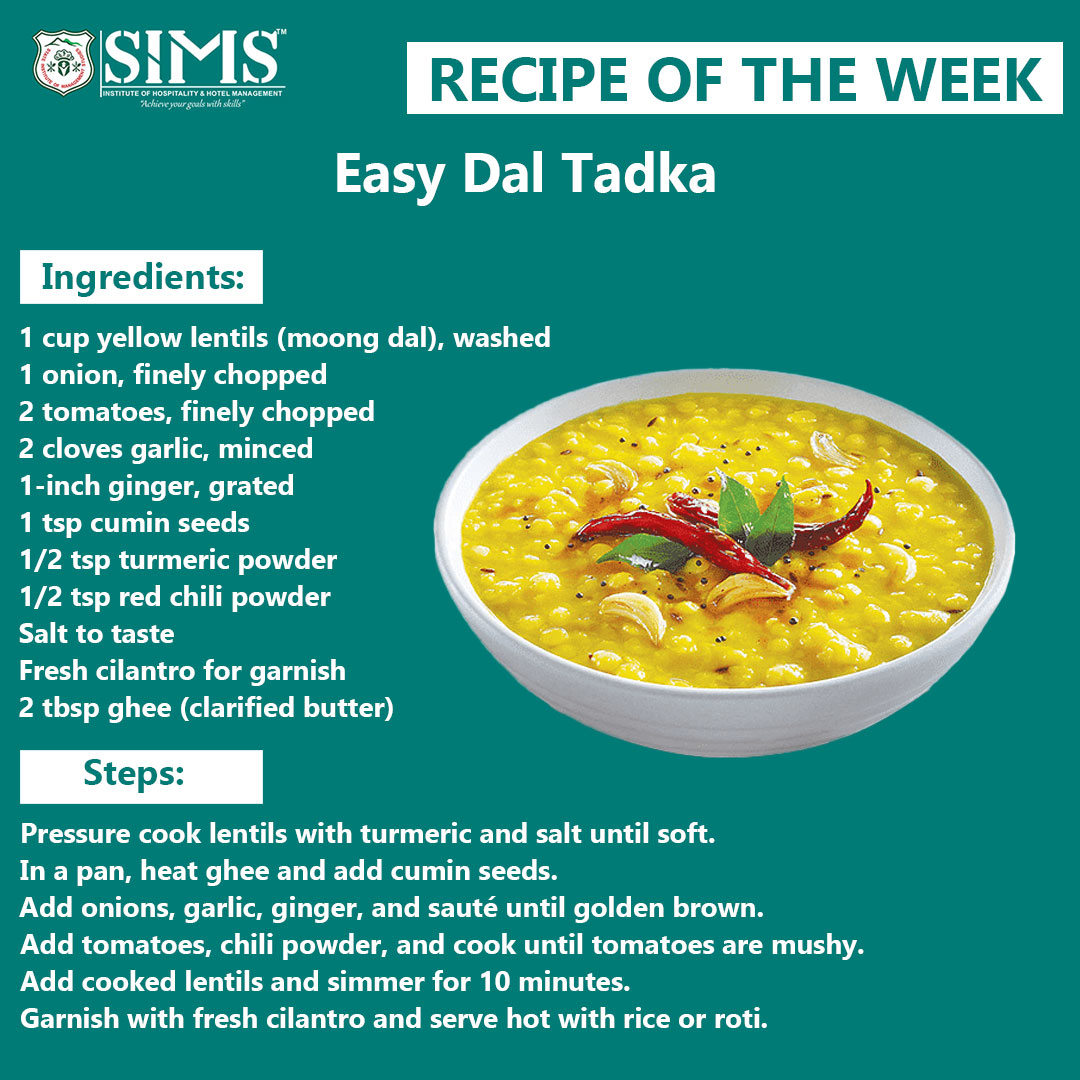 Dal-icious Delights! 🍲✨ Spice up your week with our 'Easy Dal Tadka' recipe! Simple, savory, and oh-so-satisfying. 
Let's get cooking! 🌶️🥄 

Visit us at simshospitality.com

#sims #simshospitality #recipeoftheweek #recipe