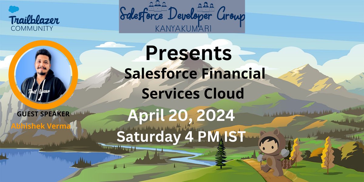 Hi Everyone. I am Calling for Salesforce Trailblazers to join us for Salesforce Financial Services Cloud on Saturday, April 20 at 4 PM (IST). To join the session Please register by using this link: trailblazercommunitygroups.com/events/details… #TrailblazerCommunity #Salesforce