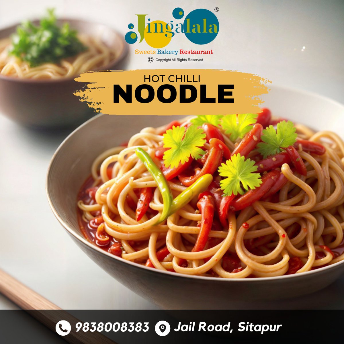 HOT CHILLI
NOODLE 
.
Order Now
Contact :- 9838008383
.
Jingalala sweets and Restaurant
Address :- Jail Road, Sitapur
.
#chocolatecake #cakelover #cake #vegetablepakora #Chaat #paneer #FruitChaat