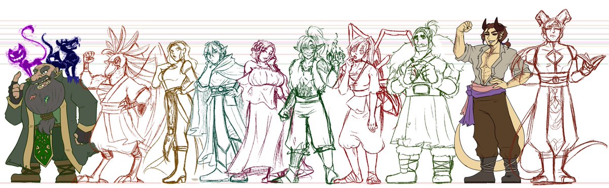 LINEUP OF MY DND CHARAS! So far they all looking great UWU