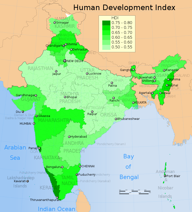 Of the states in India, Kerala reports the highest quality of life (HDI). It consistently polls as the happiest state in the country. Only Goa comes close.

What is it about Kerala that makes it stand out like this, you might ask? Well, it's run by socialists.