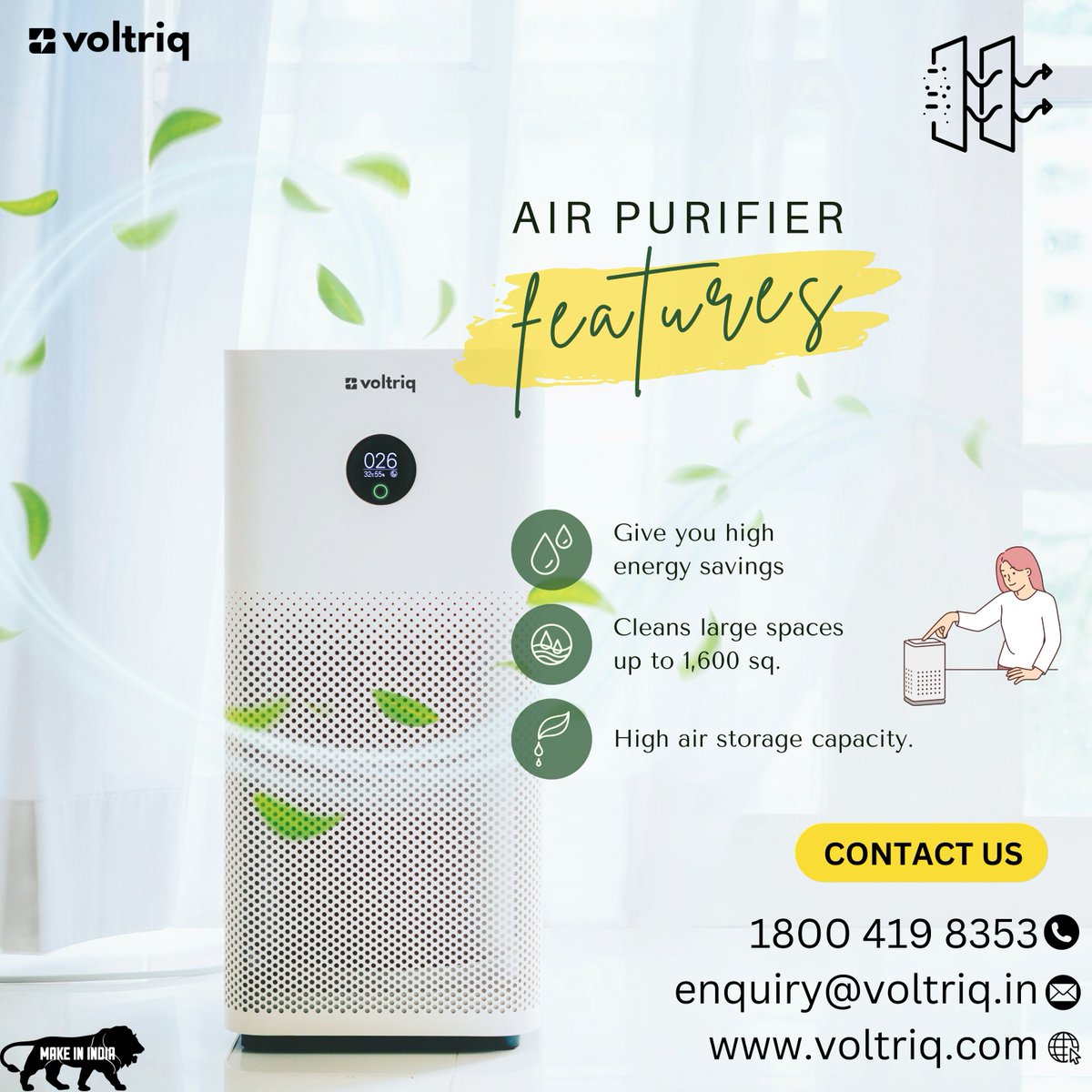 VOLTRIQ MAKE IN INDIA

'Make In India Air Purifier

all around air intake from all sides of air purifier'

#voltriq #voltriqindia #GeMIndia #Gemportal #gemdealer #manufacturer #supplier #dealer #business #news #makeinindia
 #airpurifier #airpollution  #cleanair
#aircleaner