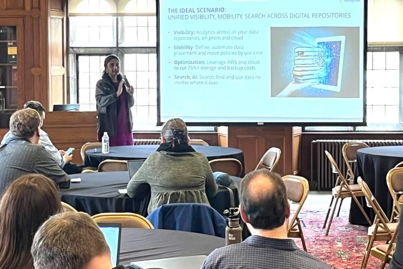 Here's @cloudKrishna presenting last week at @LehighUniversi with @awscloud. It was a great session focused on #AI powered unstructured #datamanagement for libraries.