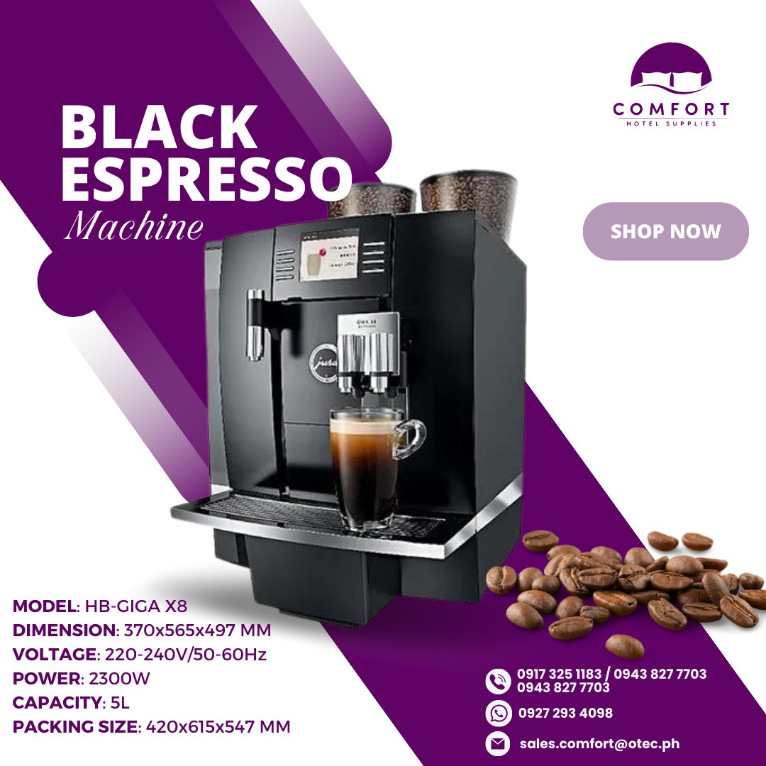 Craft café-quality espresso from the comfort of your home with this powerful black espresso machine. ☕️
#hotelathome #hotelsupplies #hotelph #airbnb #comforthotelsupplies #comfortph #hotelamenities #espressomachine #coffeemachine
