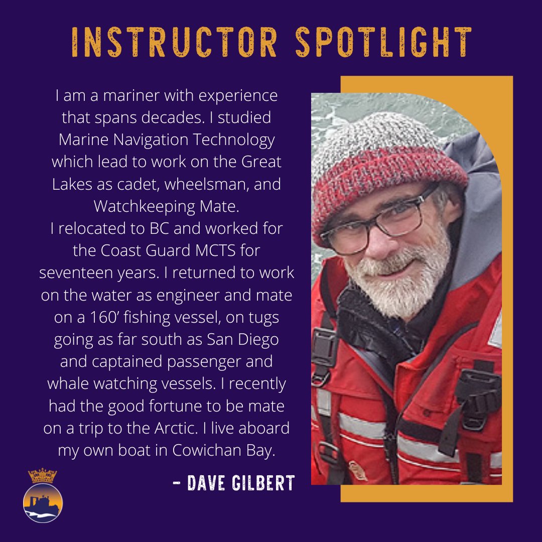 WesternMaritime's tweet photo. Meet another one of our amazing instructors Dave! Have you trained with him yet? #BCmarine #BCmarina #VancouverPort #MarineIndustry #MaritimeSchool #MarineShip #WatchKeeping https://t.co/eCNz3uUBYf