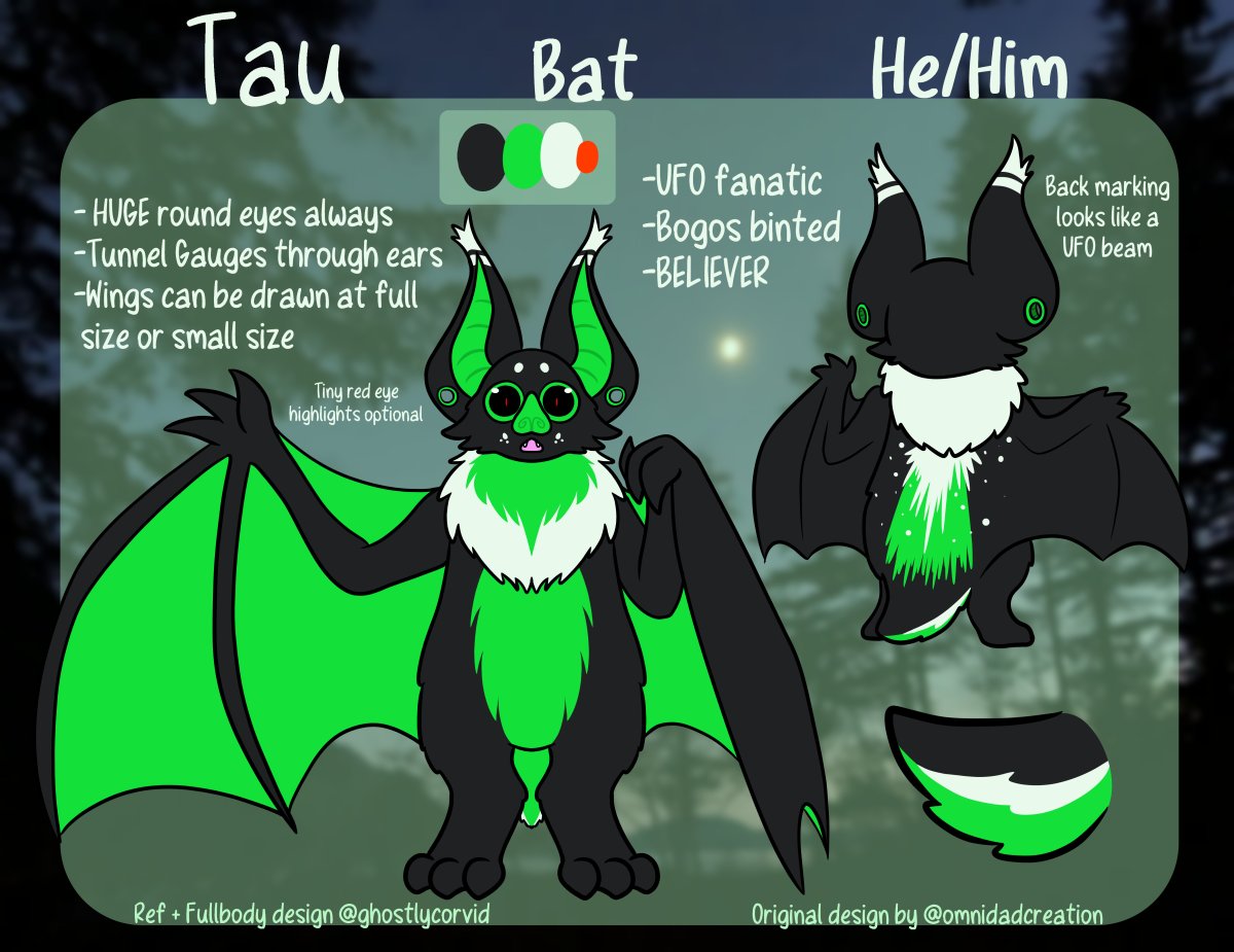 ghostlycorvid's tweet photo. Finally came up with a back reference I liked for my bat that I adopted from @OmnidadCreation! 
Little UFO fanatic 👽 https://t.co/e0exOCq4tI