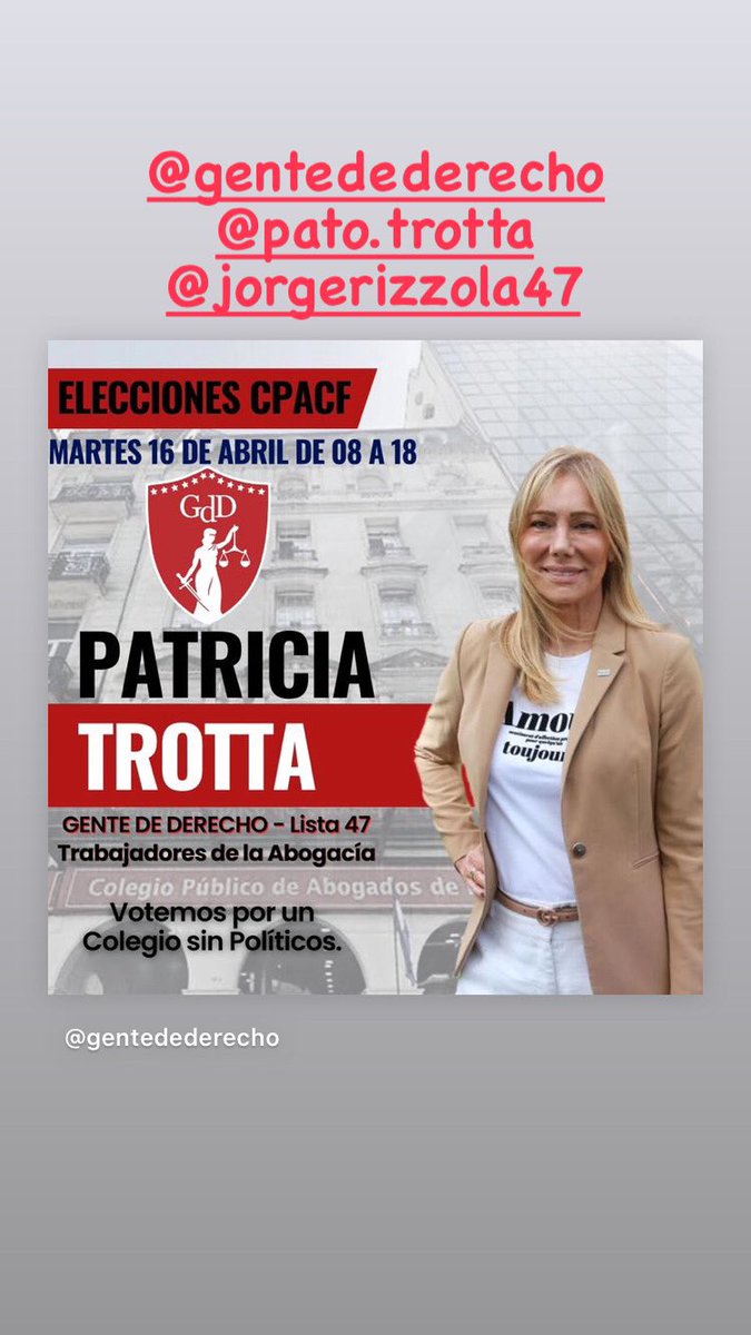 Hoy a votar #Lista47 <a href="/gentedederecho/">Gente de Derecho 47</a>
