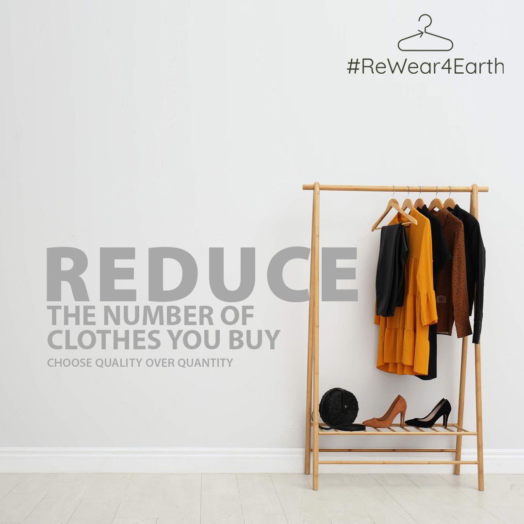REDUCE buying clothes with every change of trend.
Buying less and buying better quality clothing is one of the best ways to help the environment.

#ReWear4Earth #EarthDay2024 #ReduceReuseRecycle