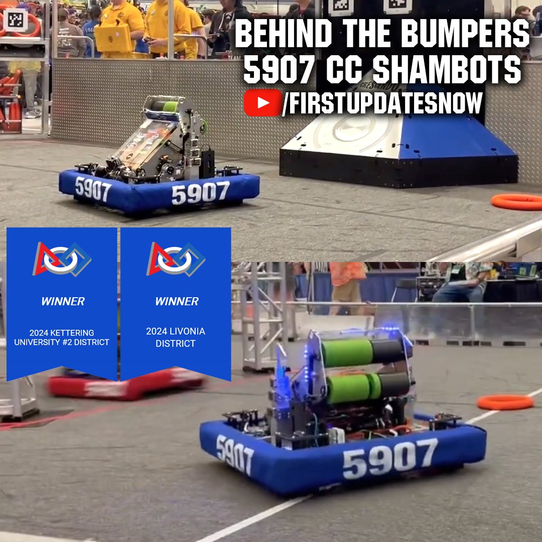 youtu.be/eouipItFJoM 5907 CC Shambots are one of the top teams in Michigan with their prowess in software. Using their AI detection to intake notes, a camera in each corner for AprilTags and a shooter that can beam notes into the speaker from almost anywhere.