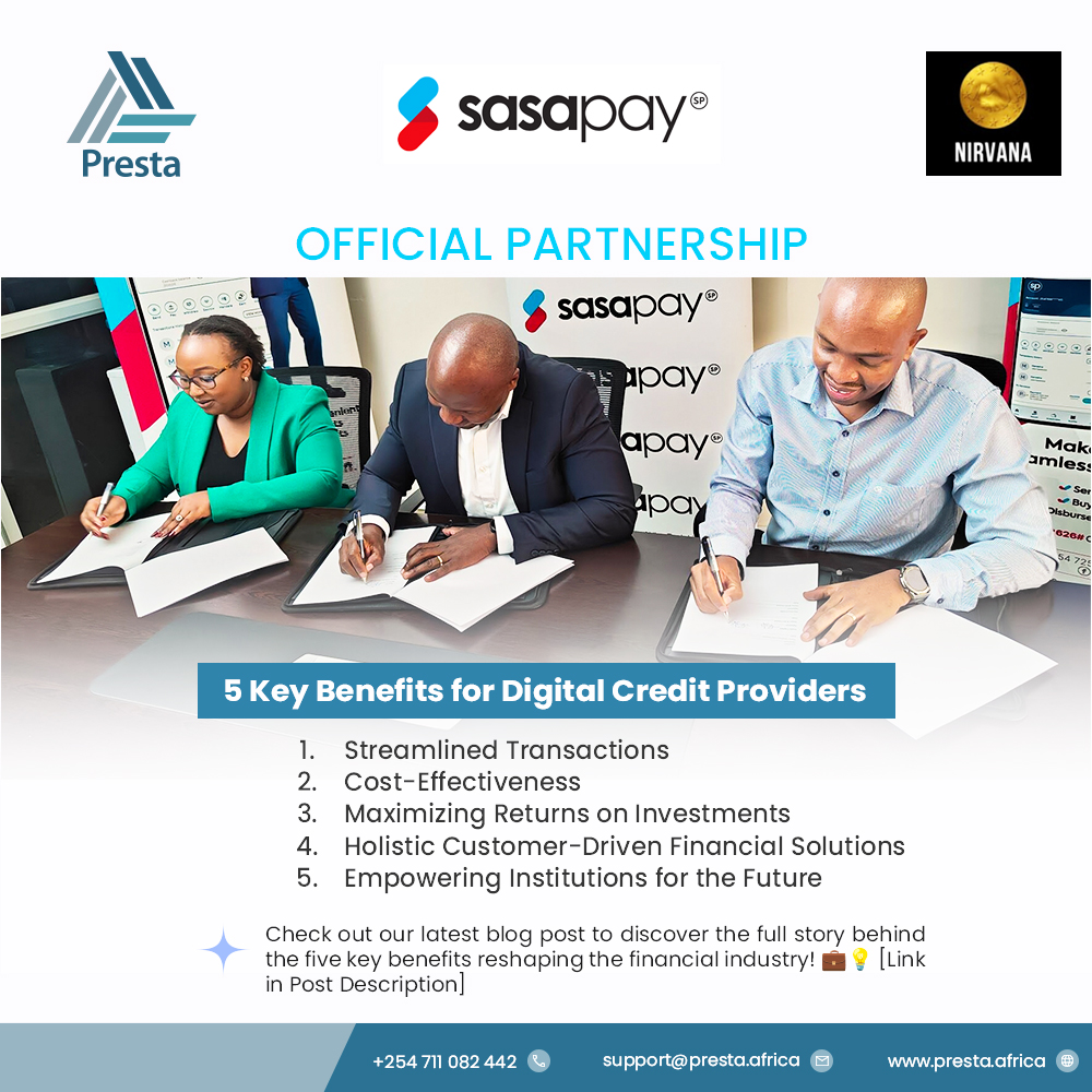 Here are 5 Benefits for Digital Credit Providers, from our Partnership with @SasaPayKenya 

Don't miss out on this exciting opportunity to unlock financial innovation & drive success in your institution. Read more! zurl.co/Ka5q 

#FinancialInnovation #DigitalPayments