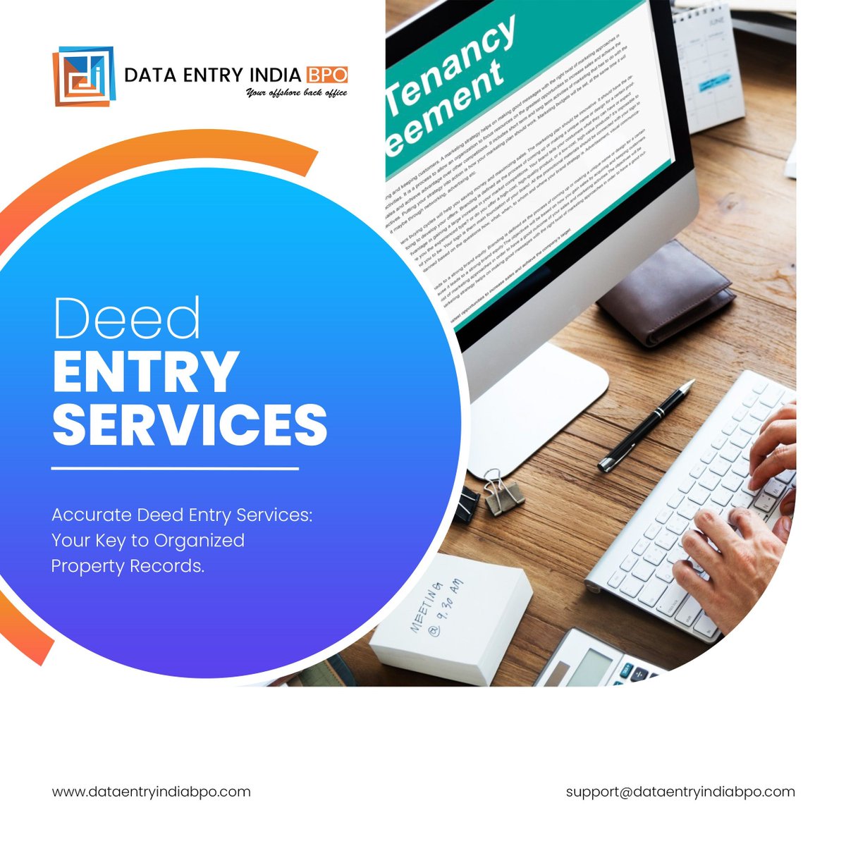 Let us handle your deed entry needs with precision and expertise. Maximize your time and productivity - choose our services!

Read more: dataentryindiabpo.com/deedentry-mort…

Email us: support@dataentryindiabpo.com

#deedentry #property #bposolutions #BPOservices #business
