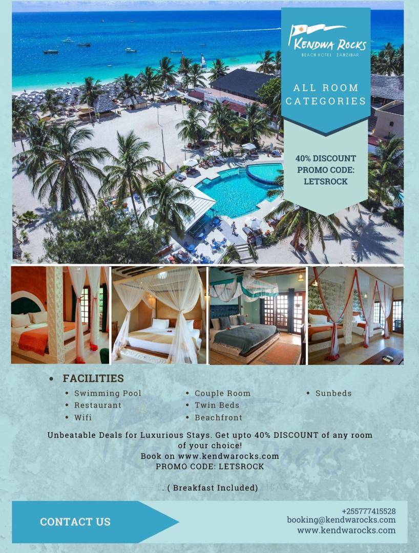 goplacesdigital's tweet photo. Calling all vacation enthusiasts! 
Dive into luxury without breaking the bank. Score up to 40% off on any room when you book with us through https://t.co/Iil342drCy
Remember to enter Promo Code: LETSROCK to unlock the offer
#kendwarocks #zanzibar #beachhotel #GoPlaces #GoPlaces https://t.co/MvzQW1CsqA