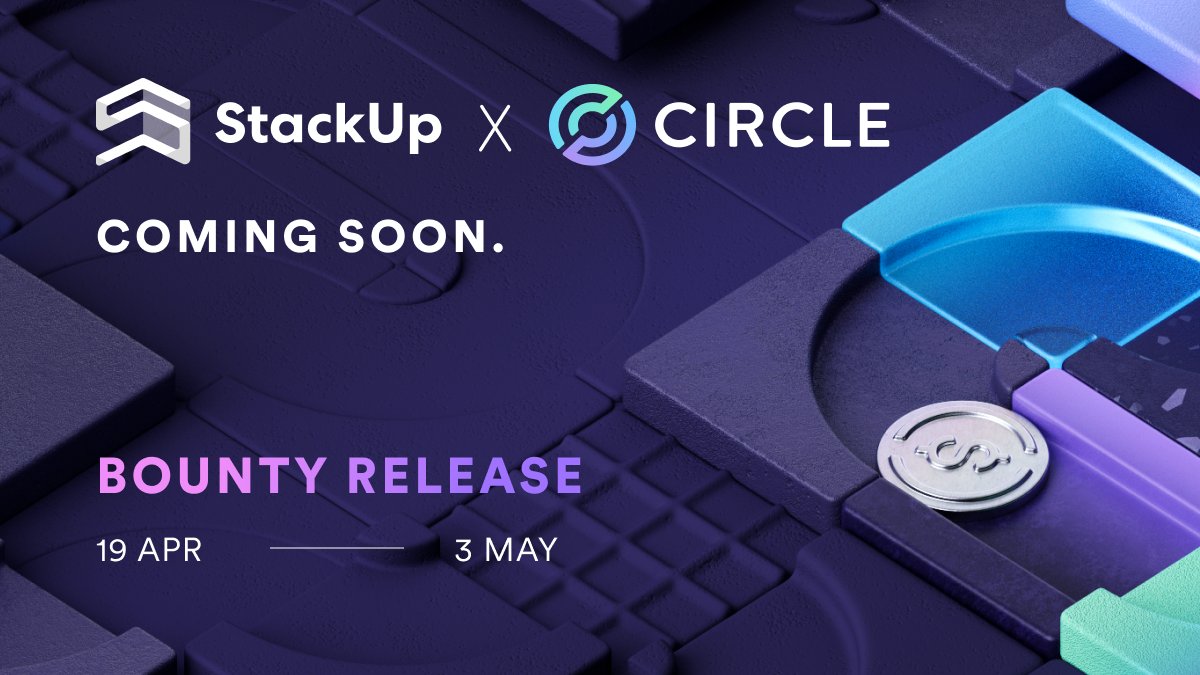 Looking for more with @BuildOnCircle? Stay tuned for exciting bounties coming your way. 👀 With refresher quests and two bounties that take your skills in #Circle #programmablewallets to the next level, you won't want to miss this. Dropping 19 Apr: go.stackup.dev/circlebounty1-…