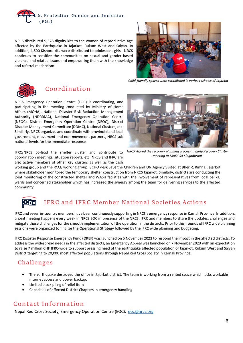 Key Achievements of Karnali Earthquake Response Operation with support from IFRC including member national societies Swiss Red Cross, Canadian Red Cross, British Red Cross, American Red Cross, Finnish Red Cross, Danish Red Cross and Japanese Red Cross