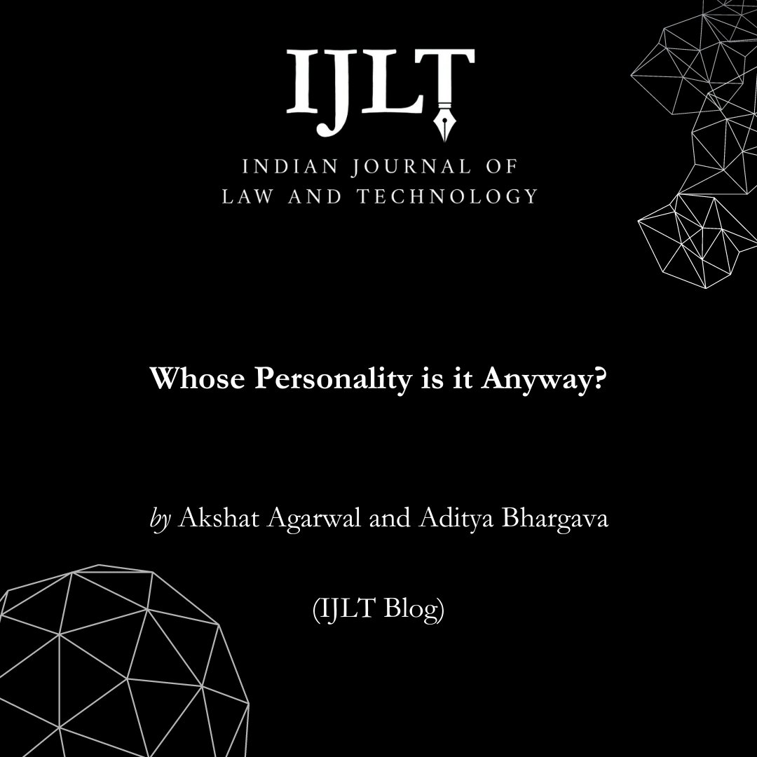 ijltnls's tweet photo. In this post, Akshat Agarwal and Aditya Bhargava explore the inconsistencies in the Indian jurisprudence on personality rights with emphasis on the recent case of T-Series (Super Cassettes) v. Dreamline Reality.

Read the post here: https://t.co/ixxRXqrjtT https://t.co/9rdcgwrOFJ