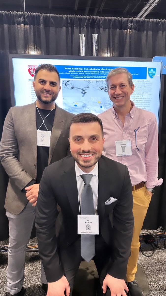 With the great mentorship for Dr Regenhardt @rwregen Presenting our work at the @AANmember 2024 in Denver. Surrounded by two of the excellent faculty members and awesome mentors @SaefIzzy Dr Izzy and Dr Bevers. @BWHNeuroICU @MGHNeuroICU @UNMNeurology @harvardneuromds
