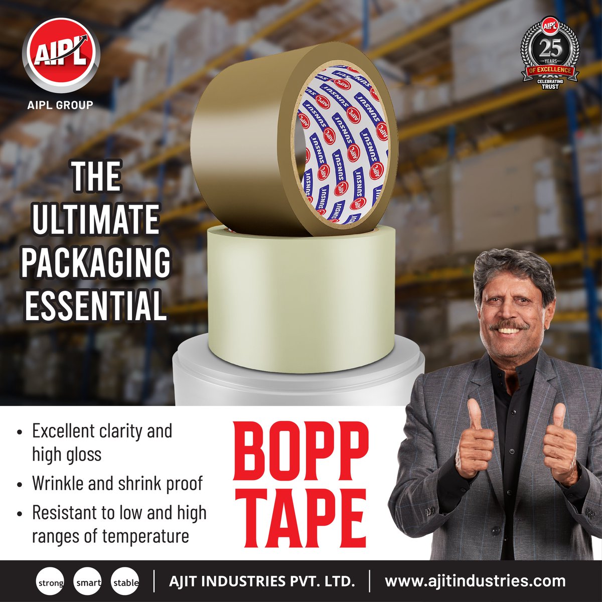 Your ultimate solution for all packaging needs. Strong, reliable, and ready to tackle any task. 📦✨

#AIPL #Ajitindustries #Bopptape #Packaging #AdhesiveTape #IndustrialEssentials #EfficiencyUnleashed #packagingindustrie #BoppTape #PackagingPerfection