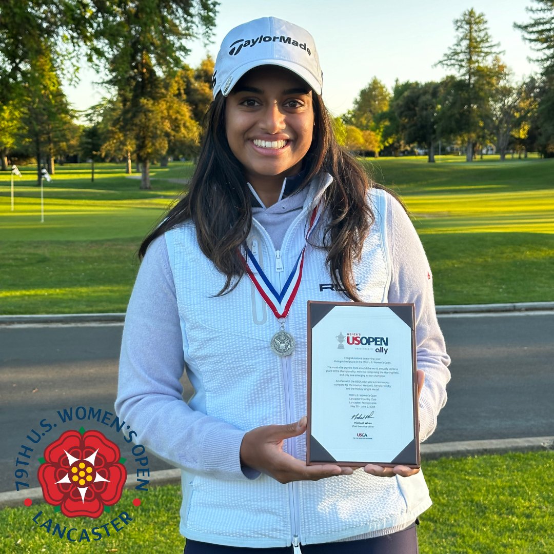 On to Lancaster: Stanford's Megha Ganne was medalist (6-under 138) at Monday's #USWomensOpen qualifier at El Macero CC; also advancing were former Junior Tour of NorCal star Sabrina Iqbal (139) and pro Alexa Melton hubs.li/Q02sZKvv0