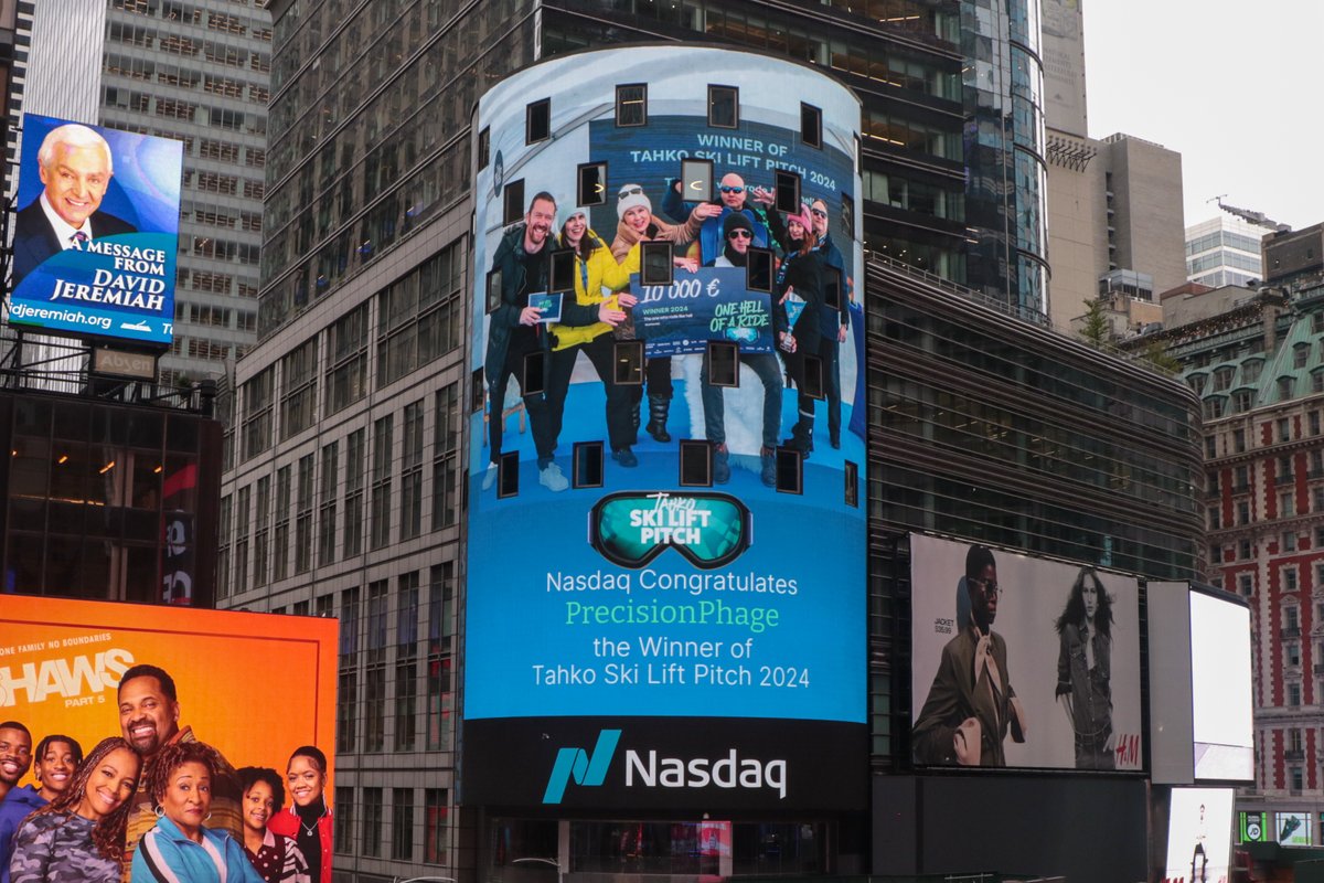 PrecisionPhage Ltd, takes a bite of the big apple! Our event partner <a href="/NasdaqHelsinki/">Nasdaq Helsinki</a> serves the winner of Tahko Ski Lift Pitch 2024 a buffet of endless opportunities by lifting them straight to Times Square, New York. 🗽🌎 #tahkoslp #Nasdaq