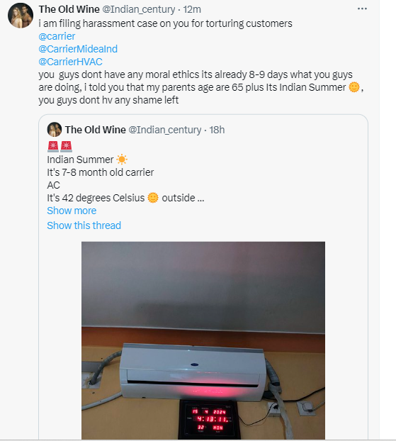 Saffron_coming's tweet photo. if you want to buy AC, in this summer ☀️🌞
Dont Buy @carrier @CarrierMideaInd  AC

shame on you carrier 

#BiharWithModiJi
#indiansummer #monsoon  #RCBvSRH https://t.co/J6sUqsWXc7